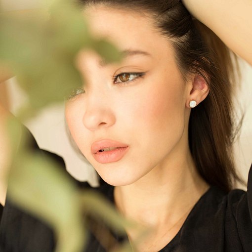 Золотые серьги-пусеты "Сияние" (синт. опал) 9 мм с07746 12