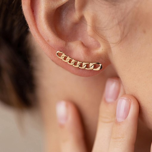 Моносерьга "Цепочка" в желтом золоте с08031 3