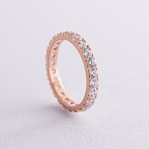 Каблучка з доріжкою каміння в червоному золоті (фіаніти) к07388