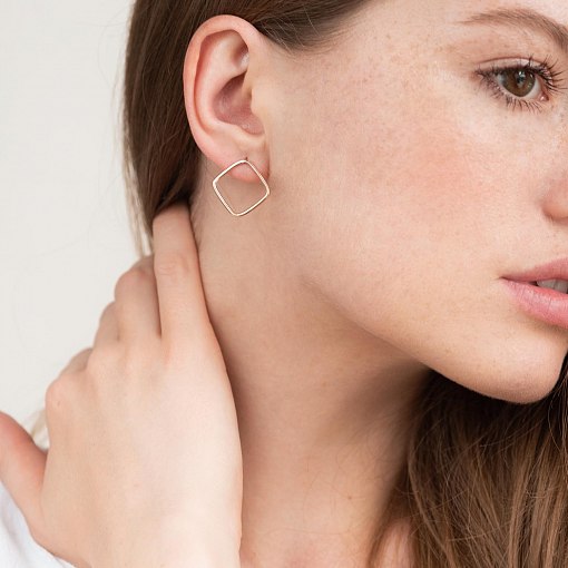 Золотые серьги - пусеты "Ромбы" с06967