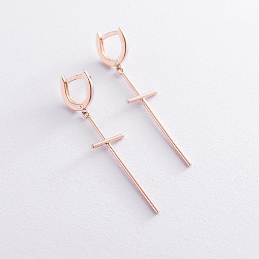 Серьги "Кресты" в красном золоте с06748