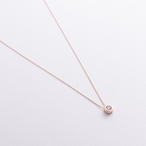 Золоте кольє з одним фіанітом кол01641 3