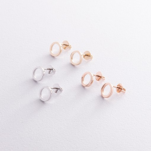 Серьги - пусеты "Круговорот" в белом золоте с08305 3