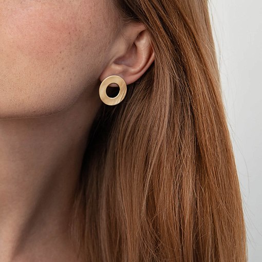 Золотые серьги - пусеты "Зеркальные" (2.1 см) с07697