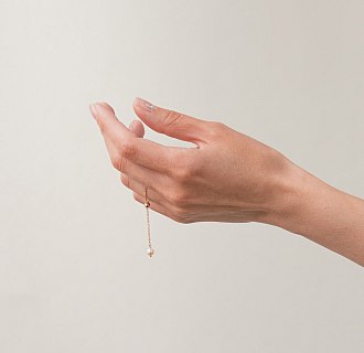 Кольцо "Жемчужина на цепочке" в красном золоте к08345 №2