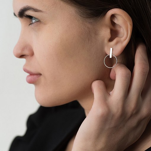 Серьги - пусеты "Уверенность" в белом золоте с06685 5