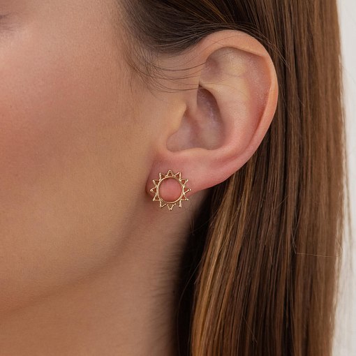 Золотые серьги - пусеты "Солнце" с07856 14