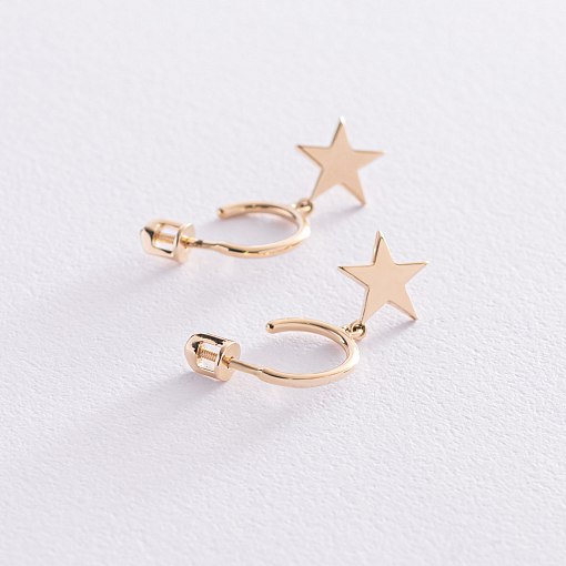 Золотые серьги - пусеты "Звездочки" с07395 3