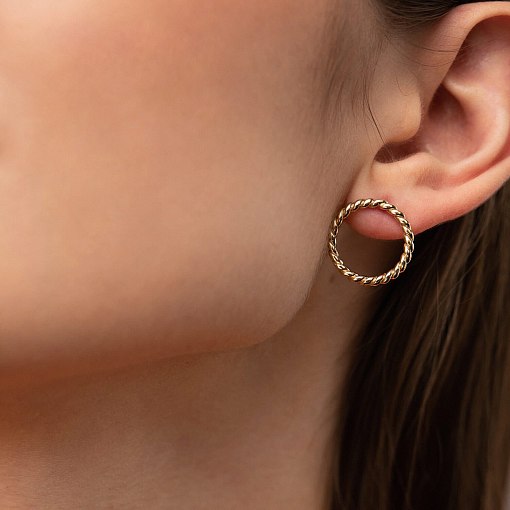 Серьги - пусеты "Триана" в желтом золоте с08282 2