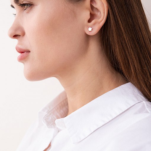 Серьги-пусеты Звездочки в желтом золоте с06193 5