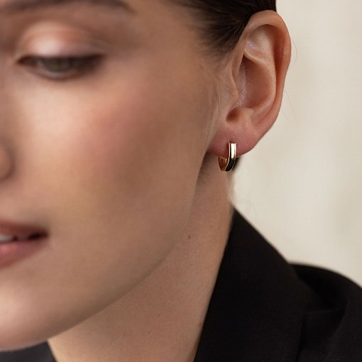 Серьги - кольца в желтом золоте (овальные) с08107 2