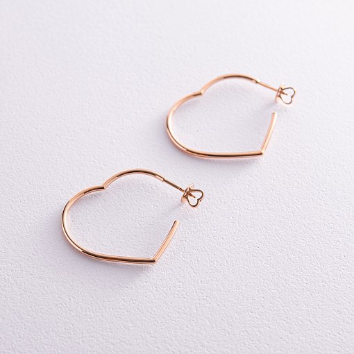 Золотые серьги - пусеты "Сердечки" с07961 5