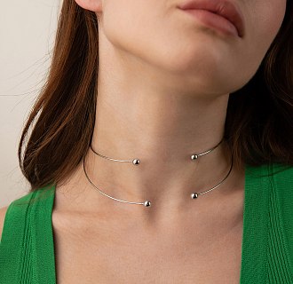 Колье - чокер "Demi" (белое золото) с шариками кол02617 №5