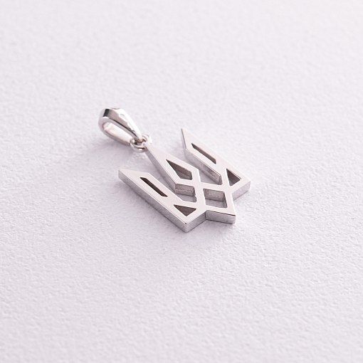 Подвеска "Герб Украины - Тризуб" в белом золоте п03719 4