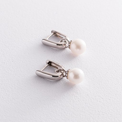 Золотые серьги с жемчугом с05836