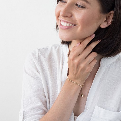 Золотой браслет "Сердечки" б04016 5