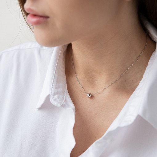 Колье "Шар" в белом золоте (0.7 см) кол01846 2