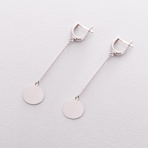 Золотые висячие серьги "Монетки" с06393