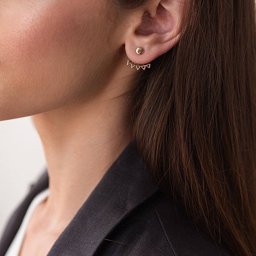 Серьги - джекеты "Фрида" в красном золоте с07954 3