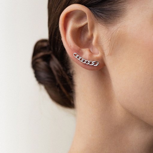 Моносерьга "Цепочка" в белом золоте с08002 4