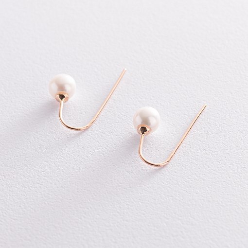 Золотые серьги "Изящность" (жемчуг) с07341 6