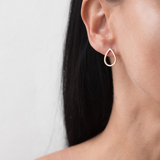 Серьги-пусеты Большие капельки в желтом золоте 1.7*1.2 см с06316 15