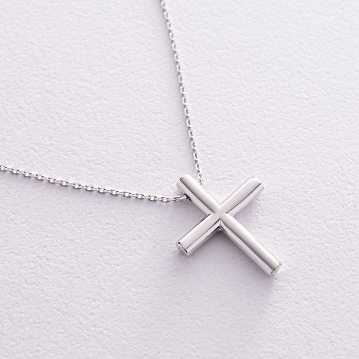 Колье с крестиком в белом золоте кол02356