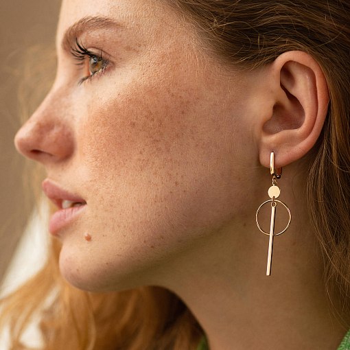 Серьги "Геометрия" в красном золоте с08152 3