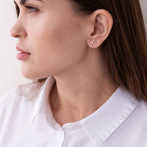 Серьги - пусеты "Горы" в красном золоте с07443 2