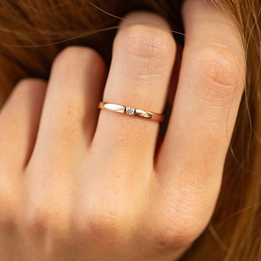 Каблучка з діамантом в червоному золоті кб0555м 4