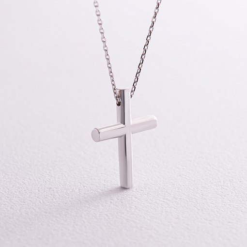 Колье с крестиком в белом золоте кол02356 3