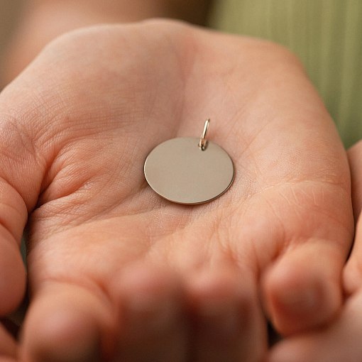 Кулон для гравировки в белом золоте (21 мм) п03182 4