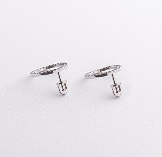 Золотые серьги - пусеты "Круговорот" (черные бриллианты) сб0485м №3