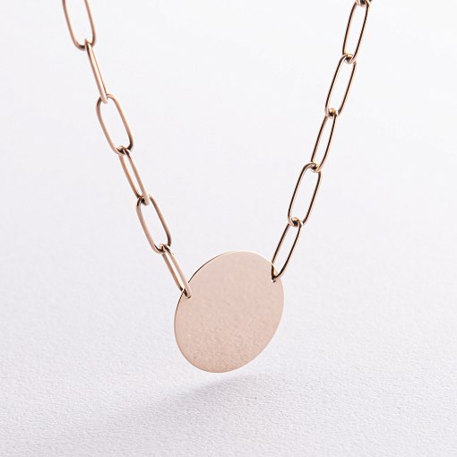 Кольє з монеткою для гравіювання (жовте золото) кол02394