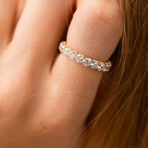 Золотое кольцо с дорожкой камней (фианиты) к08163 4