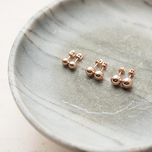 Золотые серьги - пусеты "Шарики" (0.6 см) с06934 4