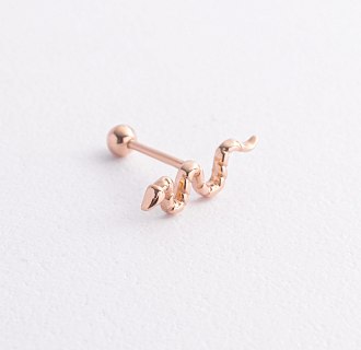 Одиночная золотая серьга для хеликса "Змея" з40075к №2