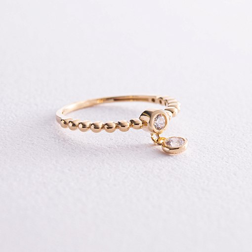 Каблучка в жовтому золоті з фіанітами к07063 4