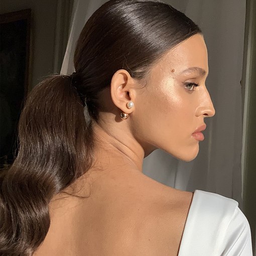 Золотые серьги "Шарики" с жемчугом с03441 4