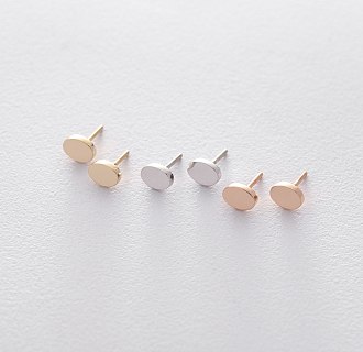 Сережки - пусети Овальні в червоному золоті с06044 №3