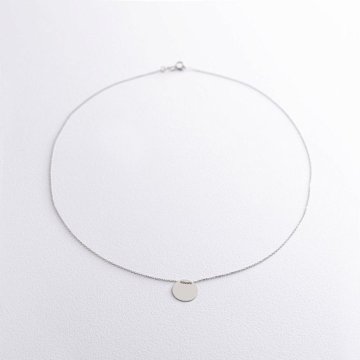 Колье "Монетка" в белом золоте (возможна гравировка) кол01742 5
