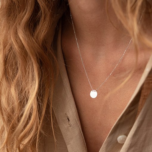 Колье "Монетка" в белом золоте (возможна гравировка) кол01742 6