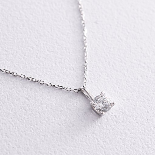 Кольє з одним фіанітом в білому золоті кол02351 3