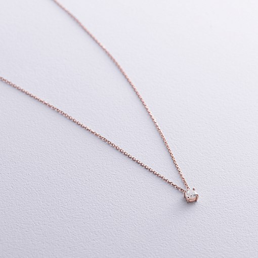 Золоте кольє з одним каменем (діамант) колб0113di 3