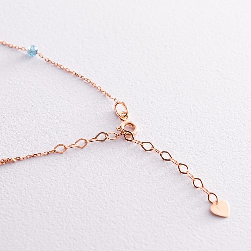 Колье "Вільна" в красном золоте (голубые и желтые фианиты) кол02249 5