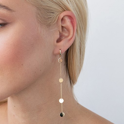 Серьги "Монетки" в желтом золоте с07644 2