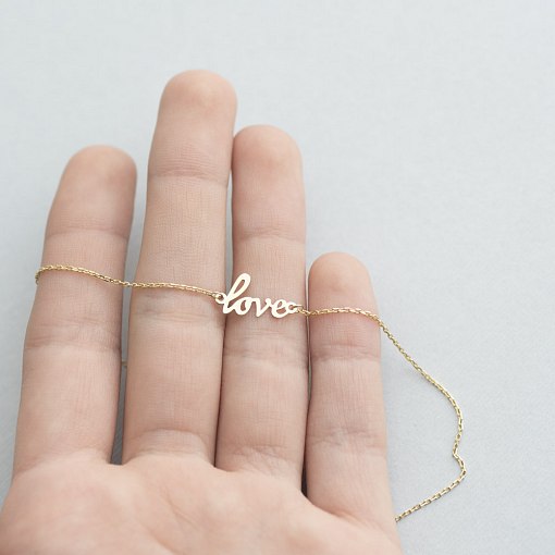 Золотий браслет Love на ногу б03685 6