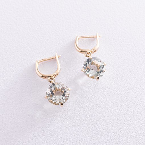 Серьги "Влечение" с фианитами в желтом золоте с05703f 4