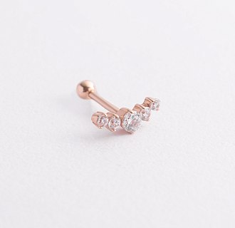 Одиночная золотая серьга в хрящ ушка (фианиты) з40001к №2