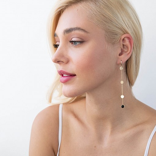 Серьги "Монетки" в желтом золоте с07644 4